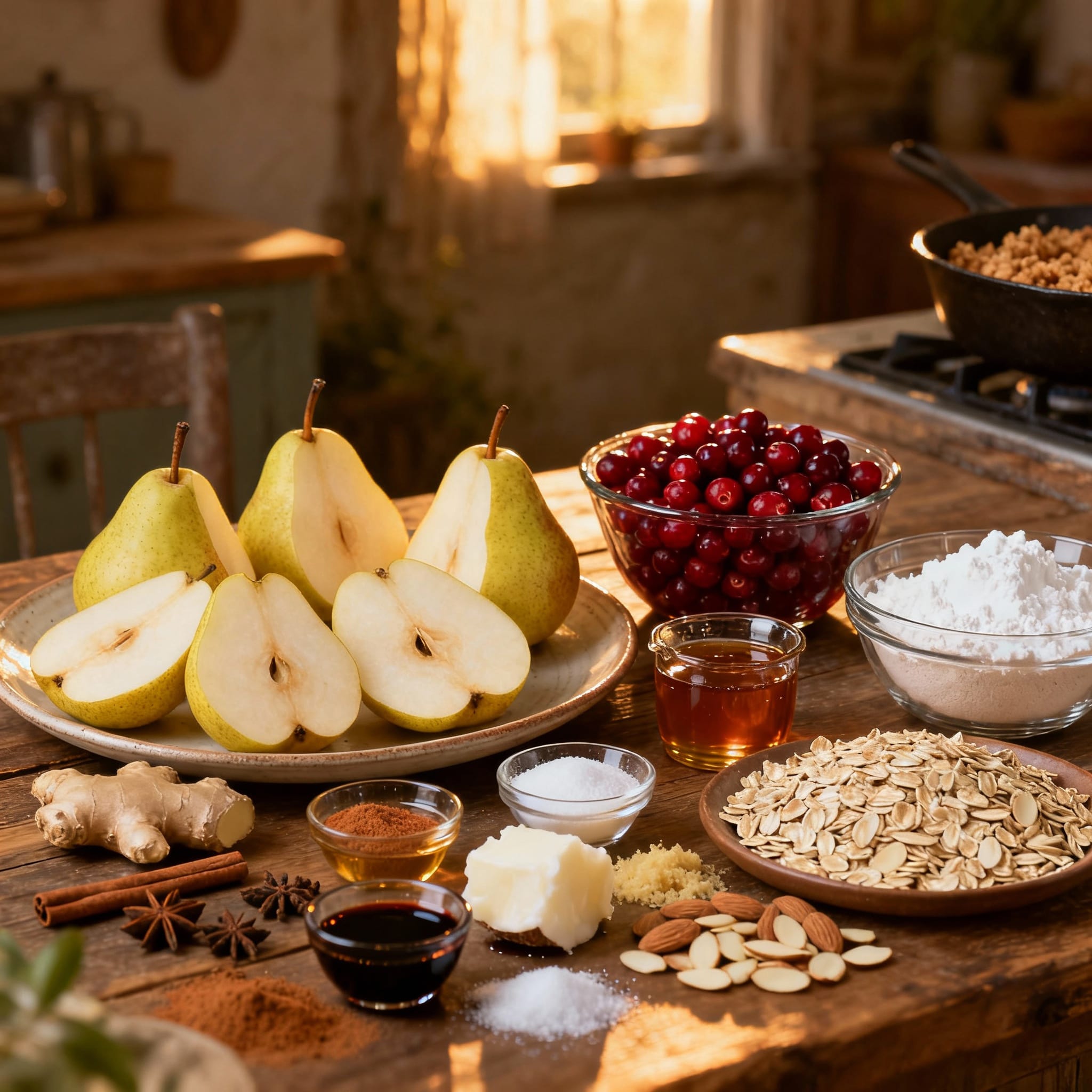 Gingerbread Pear and Cranberry Crumble